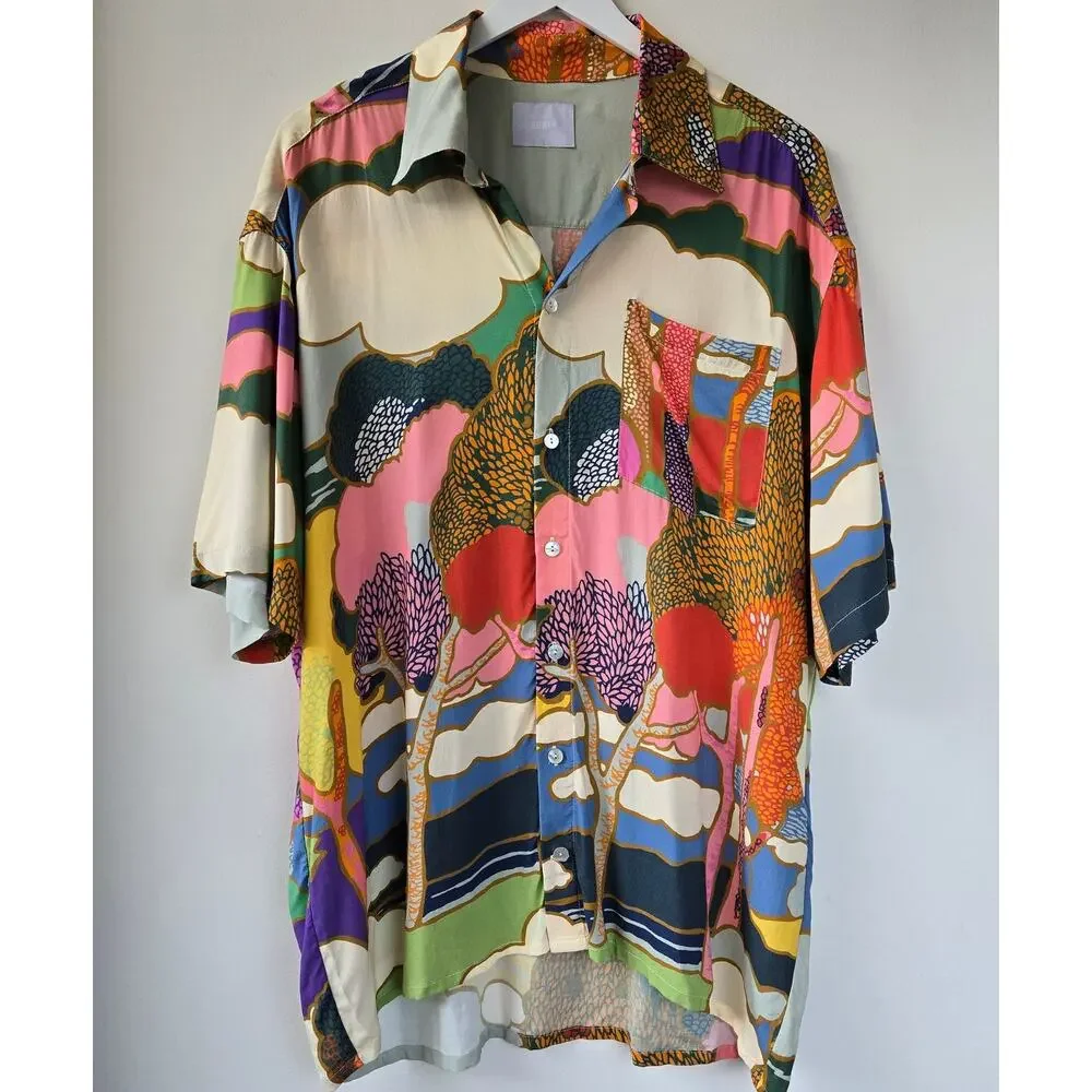 Bower Swimwear Liberty London Prospect Road Button Short Sleeve Top Women XL EUC - Picture 6 of 14
